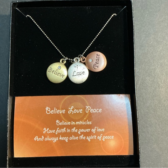 Jewelry - NEW Believe Love Peace Triple Charm Necklace – Inspirational Message Jewelry